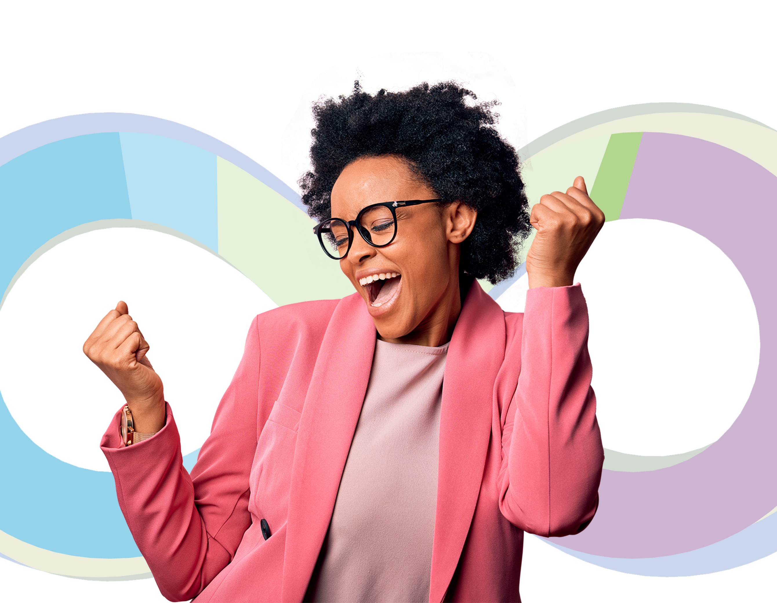 Happy woman in pink