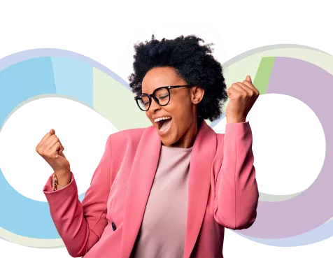 Happy woman in pink